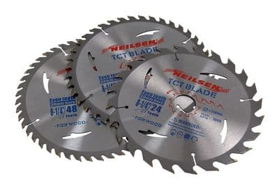 3 X 210mm (8 1/4") Tct Circular Saw Blades 30mm Bore 16 & 25 mm Reduction Rings