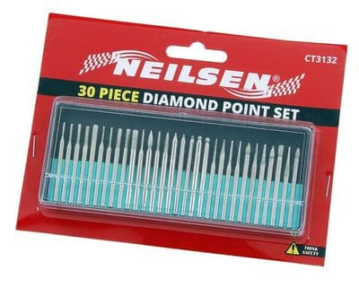 30Pc Diamond Burr Rotary Tool Bit Set Dremel Engraving Tiles Stone Glass Wood