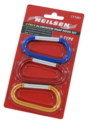 3Pc 8Cm Carabiner Clip Snap Spring Hook Keyring Buckle Camping D Type