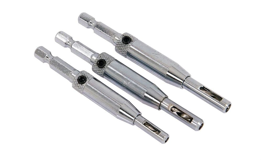 3Pc Door Lock & Hinge Drill Bit Set Self Centering Countersink