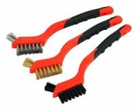 3Pc Soft Grip Mini Wire Brush With Small Tip Bristle Nylon Brass & Steel