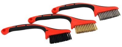 3Pc Soft Grip Sharp Head Wire Brushes Nylon, Brass And Steel Brushes