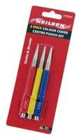 3Pc Steel Centre Punch Set Colour Coded - 1/32