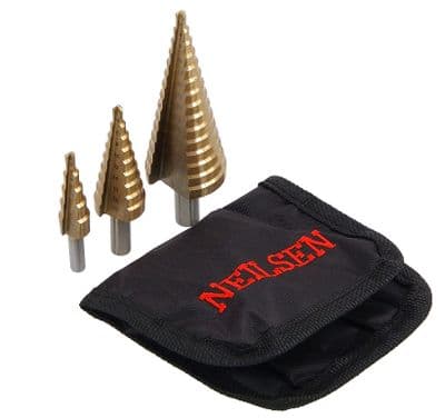 3Pc Step Cone Cutting Drill Titanium Steel Metal Hole Cutter Bit Set 4-32mm