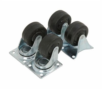 4 Piece Heavy Duty 40mm Rubber Swivel & Fixed Castor Trolley Wheels