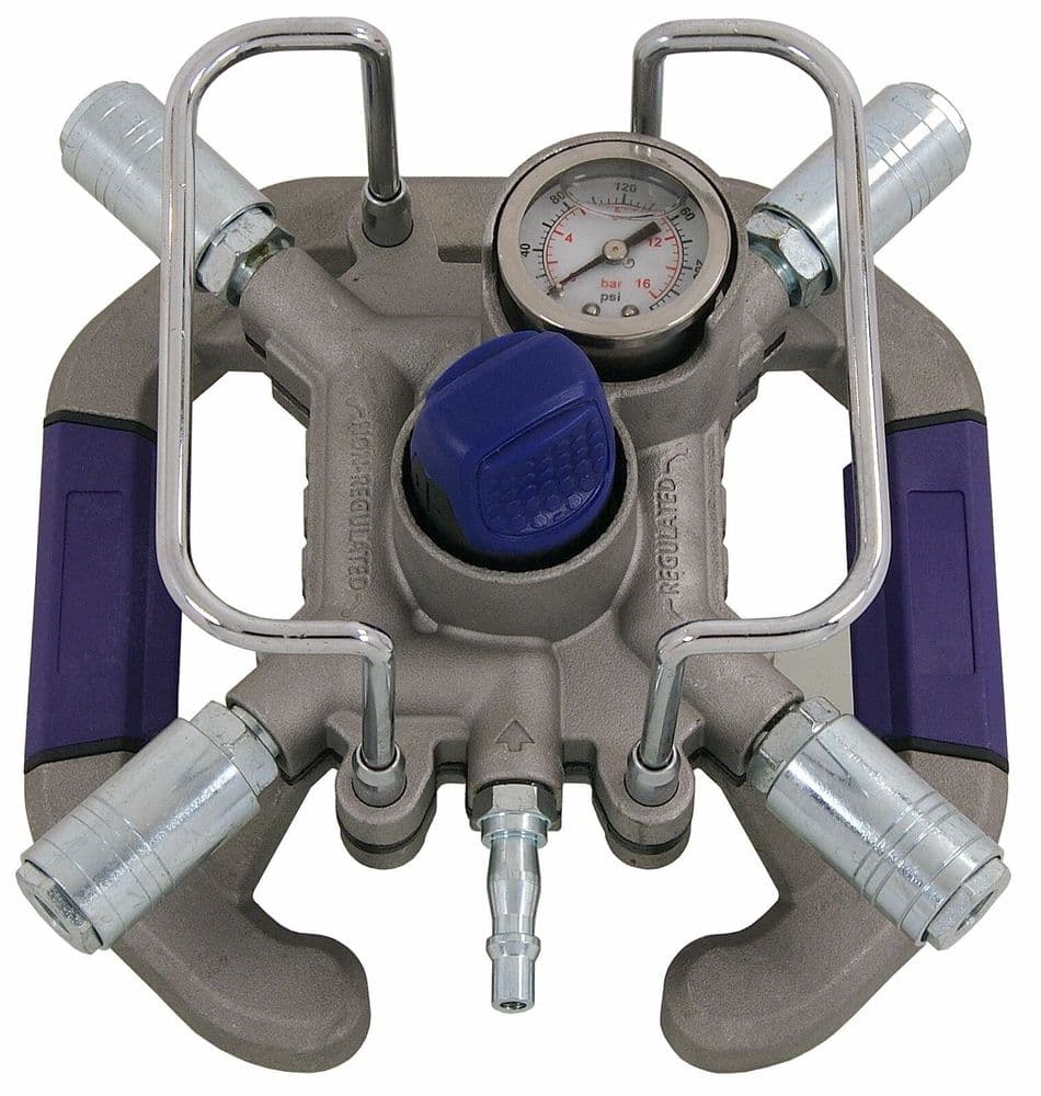 4 Way Compressed Air Line Splitter With Pressure Regualtor 1/4" Compressor Tool