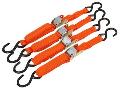 4 X 250Kg Heavy Duty Ratchet Tie Down Straps 2 Metre X 25 mm