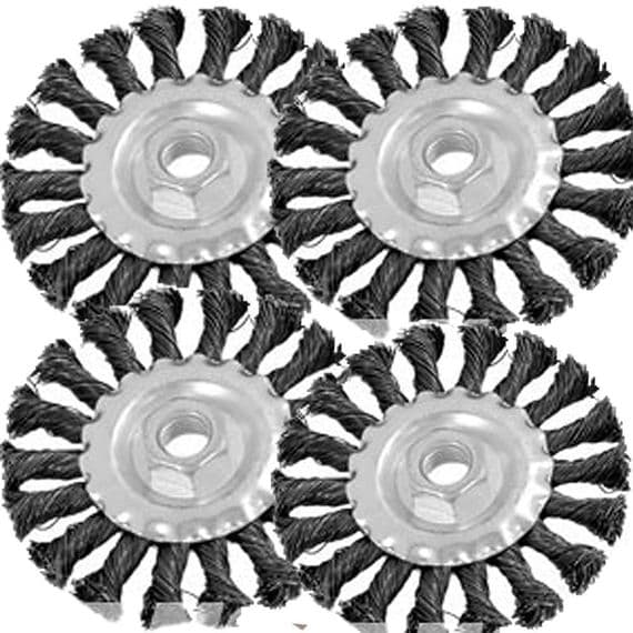 4Pc 110mm Twist Knot Flat Wire Wheel Brush Set Kit For 115mm Angle Grinder