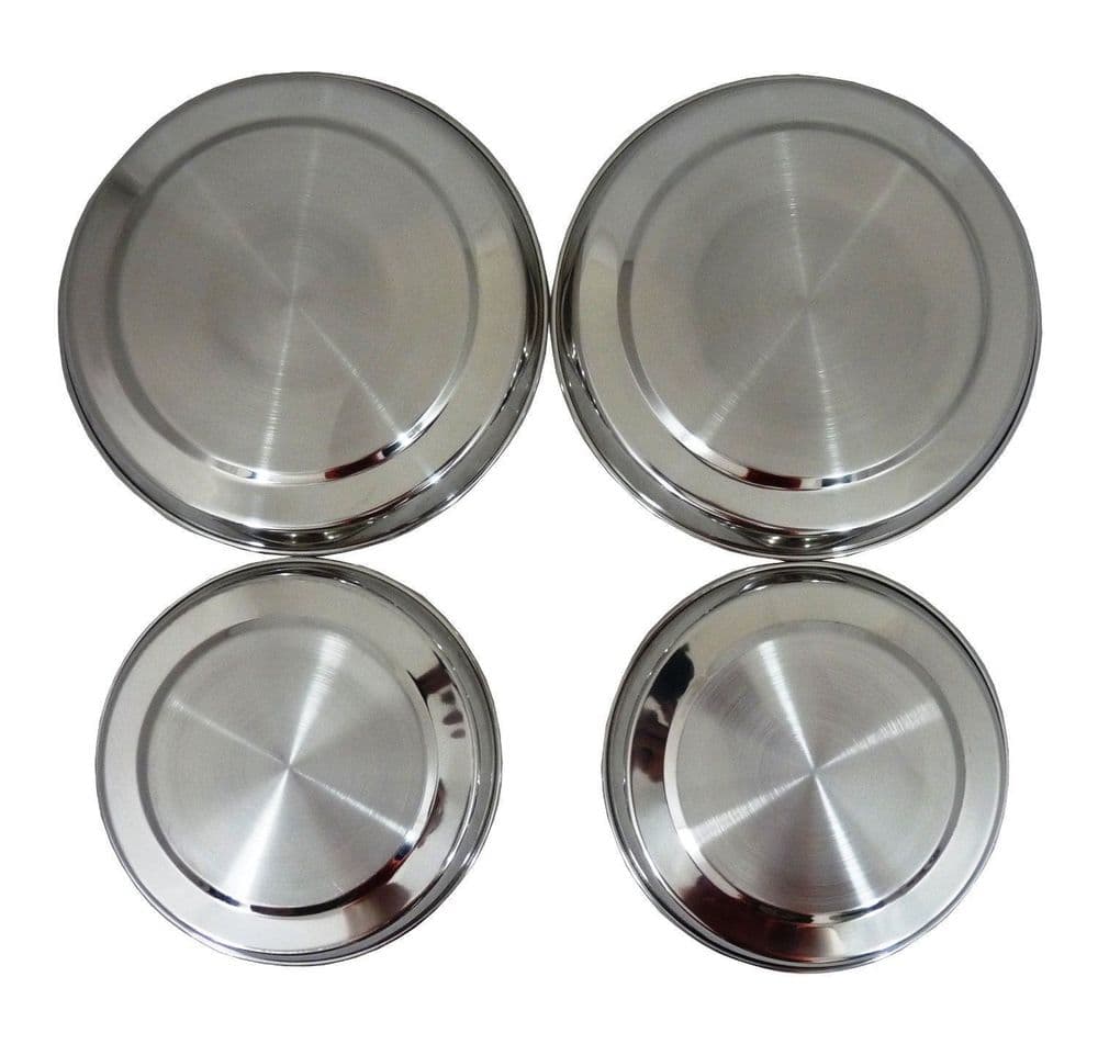 4Pc Stainless Steel Metal Silver Chrome Electric Cooker Hob Ring Cover ...