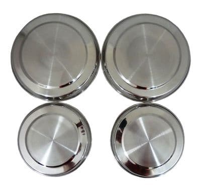 4Pc Stainless Steel Metal Silver Chrome Electric Cooker Hob Ring Cover Lid Set