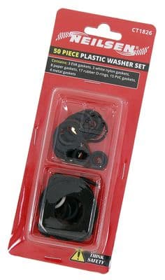 50 Rubber Fibre Plastic Metal Tap Sink Seal Washers Assorted Plumbing O Ring Set