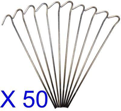 50 X Heavy Duty 9" Tent Pegs Ground Stake Rock Steel Camping Awning Hooks
