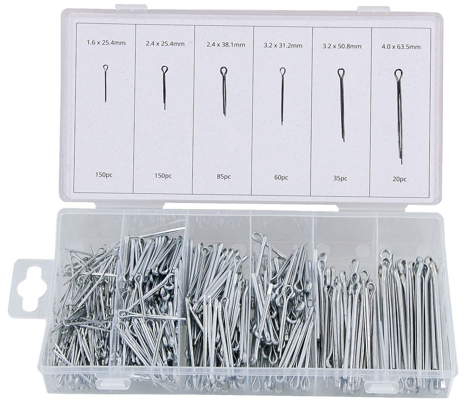 500 Piece Trade Cotter Pins Split Pin Assortment Box Kit Set