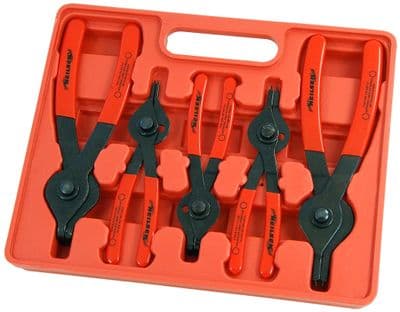5Pc Circlip Snap Ring Pliers Set Includes Straight & Offset Rubber Grip