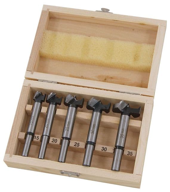 5Pc Forstner Drill Bit Set Kitchen Cupboard Door Hinge15mm 20mm 25mm 30mm 35mm