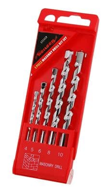 5Pc Masonry Drill Set Sizes : 4, 5, 6, 8 & 10mm - Brick, Concrete Wall Drilling