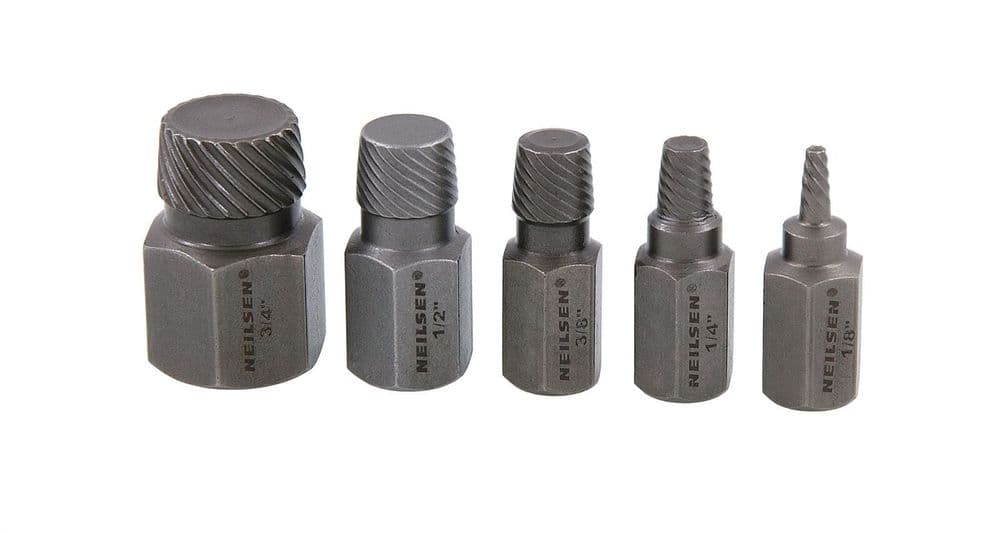 5Pc Nipple Extractor Kit Free Pipe Nipples Without Damage 1/8" 3/4"In