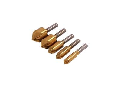 5Pc Titanium Coated Countersink Drill Set - Sizes : 8mm, 10mm, 12mm, 16mm & 19mm