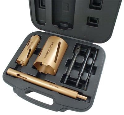 6 Piece Diamond Core Drill Set 28 52 107mm Set With Adaptors Hex Sds Plus Drill