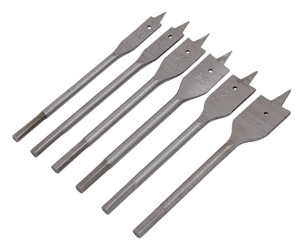 6 Piece Flat Wood Drill Bit Set Carbon Hole Cutter Borer Professional