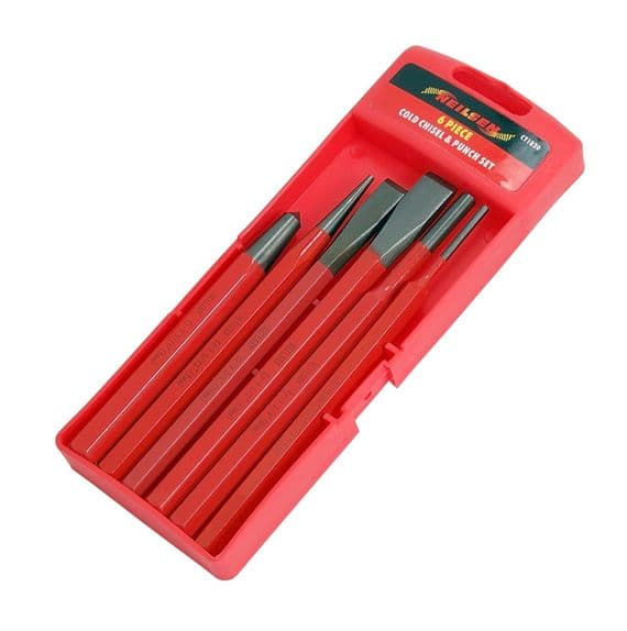 6 Piece Punch And Chisel Set - Centre Pin Tapered Crv