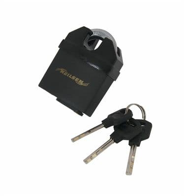 65mm High Security Closed Shackle Steel Padlock - Motorbike Chain Lock + 3 Keys