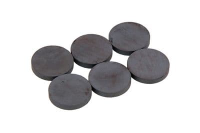 6Pc Strong Ferrite Round Disc Ceramic Magnets - 25mm Diameter & 4mm Deep