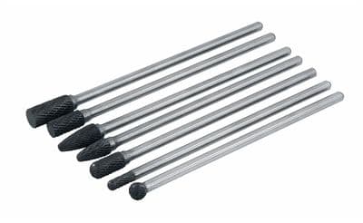 7Pc Tungsten Carbide Rotary Burr Extra Long Drill Burr Set - 158mm - 176mm Long