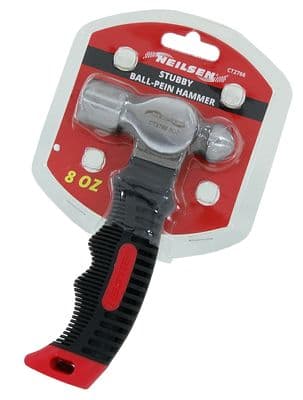 8Oz Stubby Ball Pein Hammer Soft Rubber Grip Handle