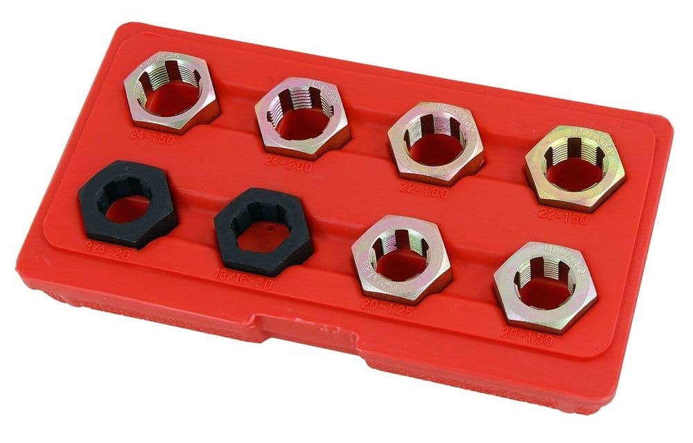 8Pc Axle Spindle Rethreading Tool Set Thread Repair M20 22 24 13/16 3/4 ...