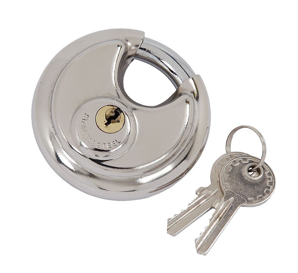90mm Round Steel Disc Padlock Door Circular Discus Hardened Shackle ...