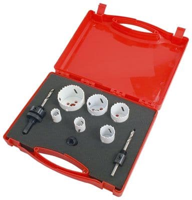 9Pc Bi Metal Hss Hole Saw Cutting Set Cuts Metal Steel Iron Brass Aluminium Wood