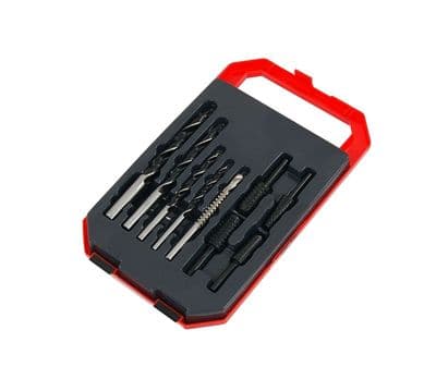 9Pc Wood Drill Bit Set - 1 Drill Saw 3 Pc Rasp Counter Sink 5, 6, 8 & 10mm