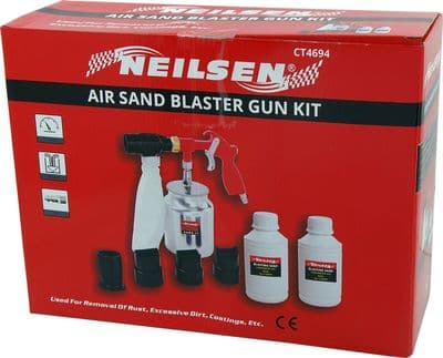 Air Sandblaster Gun Kit With Blasting Sand Grit 60 & 4 Nozzles