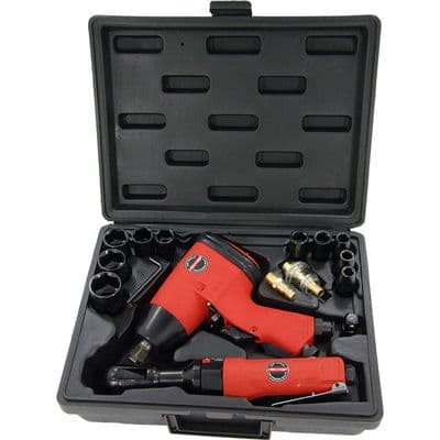 Air Tool Kit 1/2in Impact Wrench & 3/8in Ratchet Set