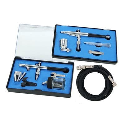Airbrush Kit 0.3mm Dual Action 2 Airbrushes Gravity Feed
