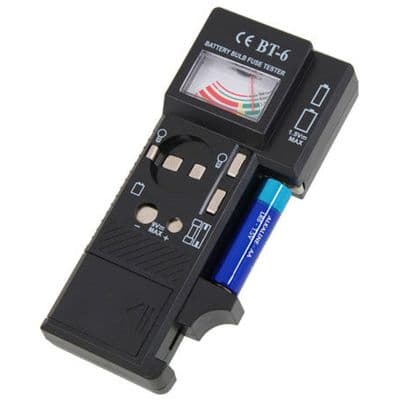 Battery Tester AA AAA C D 9V PP3 Bulb & Fuse Checker