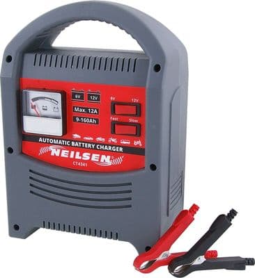 Battery Trickle Charger 12A Amp 12V & 6V - 40-160Ah - Heavy Duty