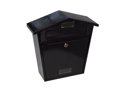 Black Lockable Steel Post Box 25 x 8 x 30cm