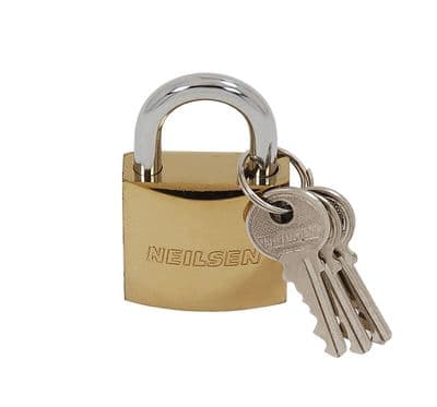 Brass Padlock 38mm With 3 Keys Suitable For Luggage Suitcase- Heavy Duty