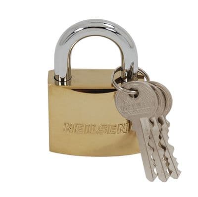 Brass Padlock 63mm With 3 Keys Suitable For Luggage Suitcase- Heavy Duty