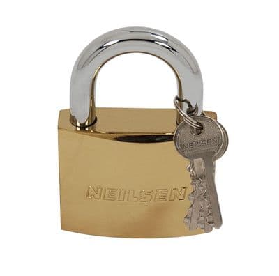 Brass Padlock 75mm With 3 Keys Suitable For Luggage Suitcase- Heavy Duty