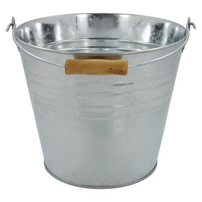 Bucket 12L Galvanised Steel Wooden Handle Coal Ash Garden