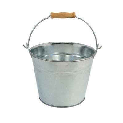Bucket 5L Galvanised Steel Wooden Handle