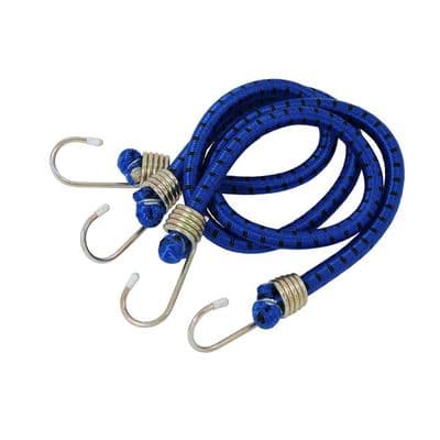 Bungee Cord Straps 750mm 30in 12mm 2pc Blue with Metal Hooks
