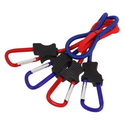 Bungee Cords 60cm 2pc Aluminium Carabiner Hooks