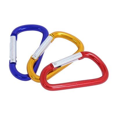 Carabiner Clip 8cm Aluminium D Type Snap Hook Set 3pc