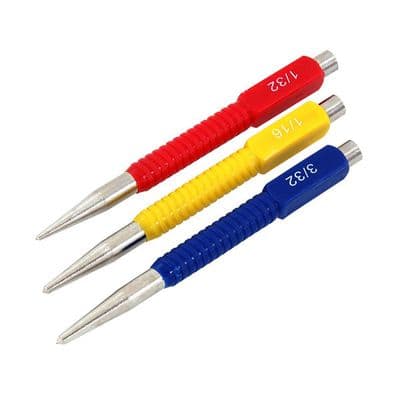 Centre Punch Set 1/32in 1/16in 3/32in 3pc Steel Colour Coded