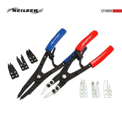 Circlip Pliers 10in 2pc Extra Long Locking Set with Tips
