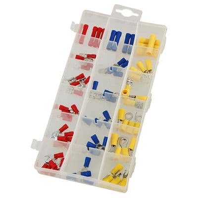 Crimp Terminal Kit 76pc Insulated Ring Spade Connectors